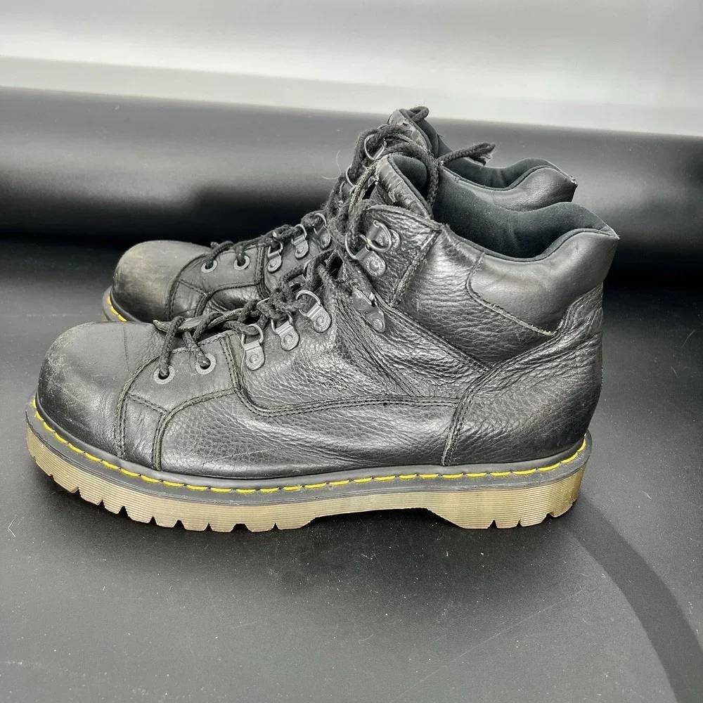 Dr Martens DMs Black Leather Mid Rise Work Biker‎ Boots 10962 Mens US 14
